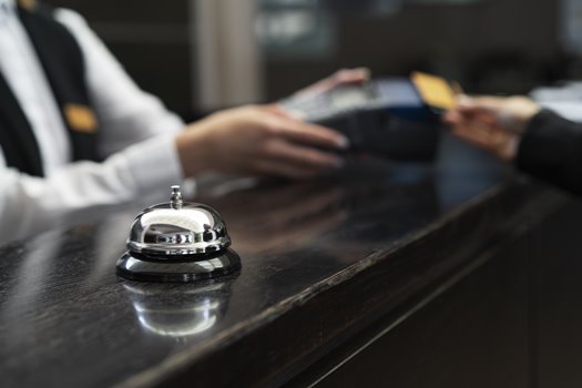 female receptionist elegant suit during work hours