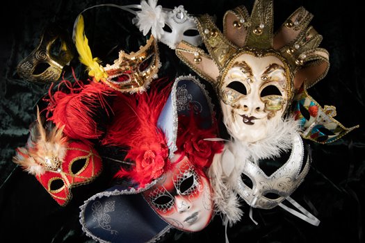 front view carnival masks