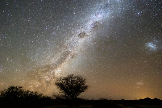 beautiful night landscape view milky way galactic core etosha national park camping namibia
