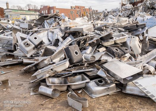 stainless steel and aluminum scrap for recycling at the scrap yard plant and hose 