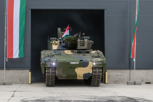 Zalaegerszeg, 2024. július 24.Az elsõ magyar gyártmányú Lynx KF-41 gyalogsági harcjármû átadása a Rheinmetall Hungary Zrt. zalaegerszegi gyárában 2024. július 24-én.MTI/Katona Tibor