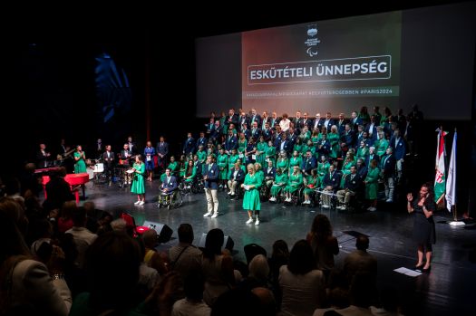 Budapest, 2024. augusztus 13.A magyar paralimpiai csapat eskütétele az Eiffel Mûhelyházban 2024. augusztus 13-án.MTI/Szigetváry Zsolt