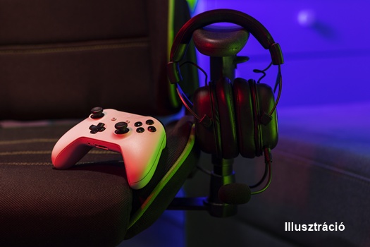 gaming setup with controller headphones