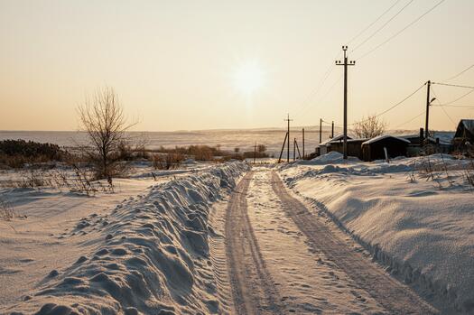 sunset view snowy winter
