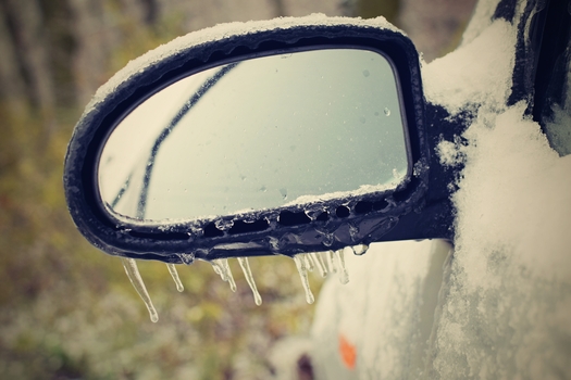 car mirror snow