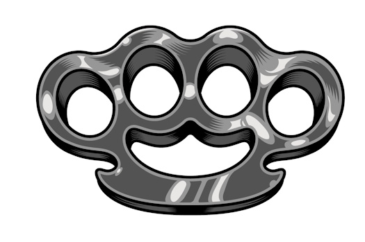 Brass knuckles silver and gold. Vector illustration